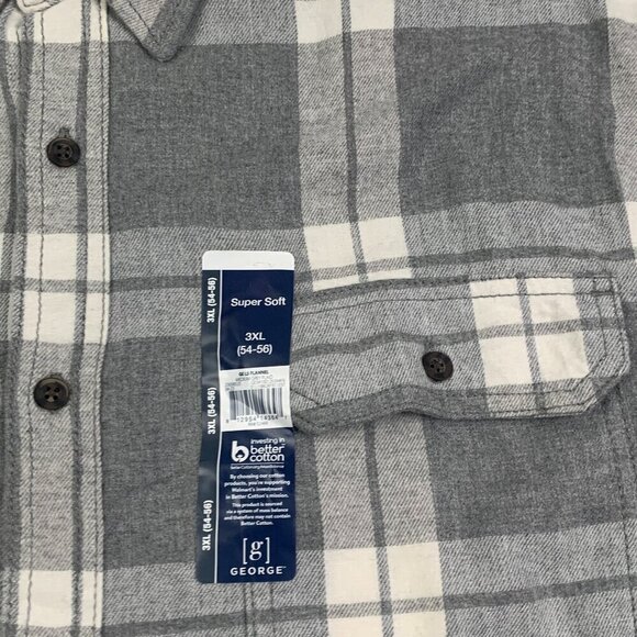 George Cotton Blend Flannel Button Down Long Sleeve Shirt Men's Size 3XL (54-56) - Picture 4 of 6